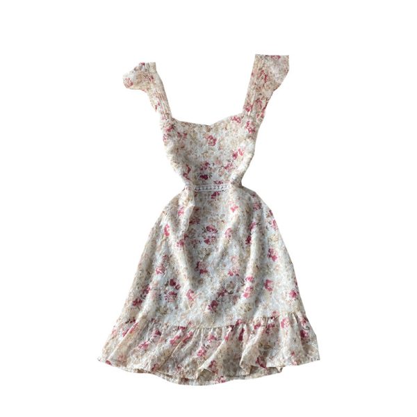 French Style Retro Spaghetti Straps Lace Embroidery Floral Dress Spring New Women’s Graceful and Fashionable Backless Skirt - Image 6