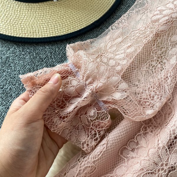 New Women’s Clothing French Style Retro Long Sleeve Solid Color Lace Dress Design Sense Niche Waist-Tight Temperament Lady - Image 4