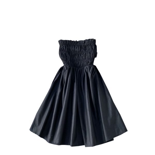 Summer New Fashion Solid Color Waist Tight Slimming Small High Waist off-Shoulder Pleated Tube Top Dress Short Skirt - Image 6