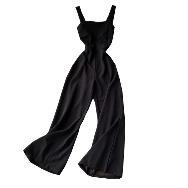 Summer Solid Color Sleeveles Korean SimpleTemperamental Slim-Fit Jumpsuit Draping Wide-Leg Trousers Suspender Jumpsuit for Women - Image 6