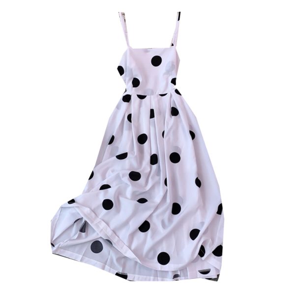 Popular Skirt Korean Style Fairy over-the-Knee Backless Dress Niche Polka Dot Brace Dress Large Swing Dress - Image 7