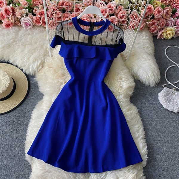 Socialite Temperament Small Size Dress Dress Summer New Scheming Sheer Mesh Patchwork A- line Skirt Dress - Image 5