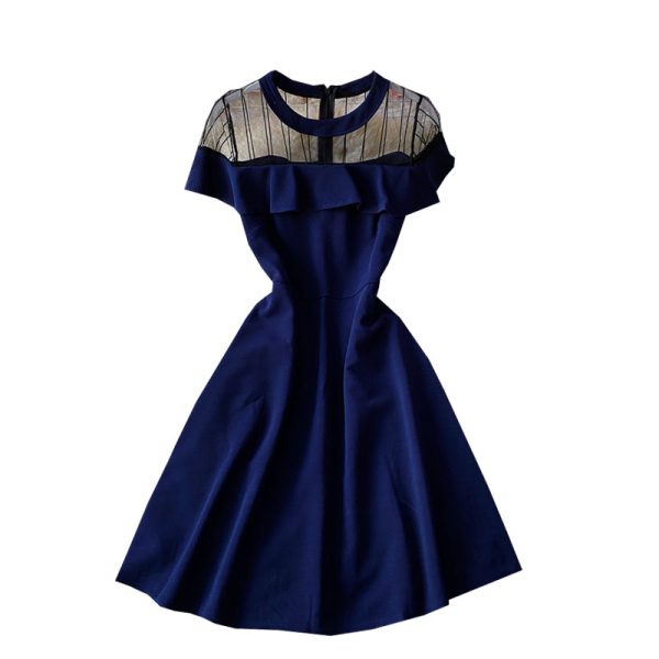 Socialite Temperament Small Size Dress Dress Summer New Scheming Sheer Mesh Patchwork A- line Skirt Dress - Image 6