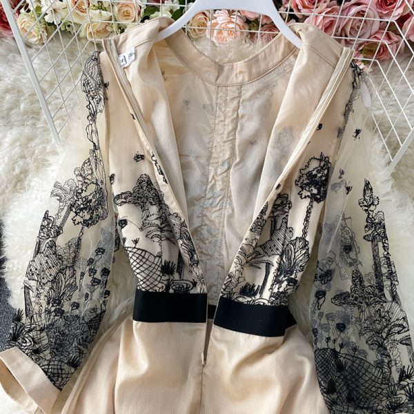 Spring French Style Vintage Court Style Embroidered Ruffled Waist Slimming Temperament Goddess Style Lace Dress - Image 5