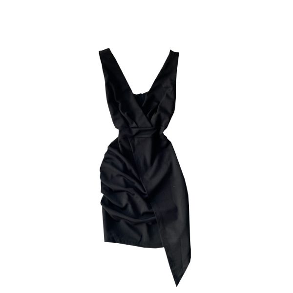 Nightclub Sexy V-neck Low-Cut Backless Slim Fit Irregular Slit Hip Skirt Base Skirt Suspender Dress for Women - Image 6