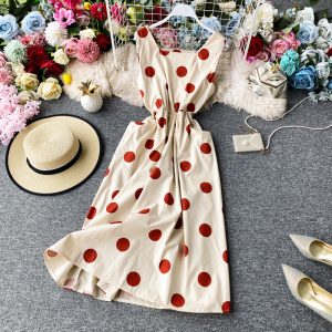 New Polka Dot Dress Summer Waist Partysu Temperamental High Waist Korean Style Trendy Skirt Women’s Casual