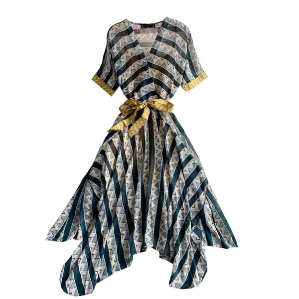 Bali Thailand Travel Super Fairy Beach Skirt Seaside Vacation Bohemian V-neck Chiffon Striped Dress Summer - Image 6
