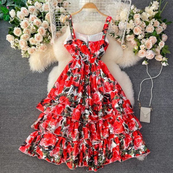 Bali High Waist Slimming Printed Sling Cake Dress Seaside Holiday Beach Dress Ladies Large Swing Dress Summer - Image 5