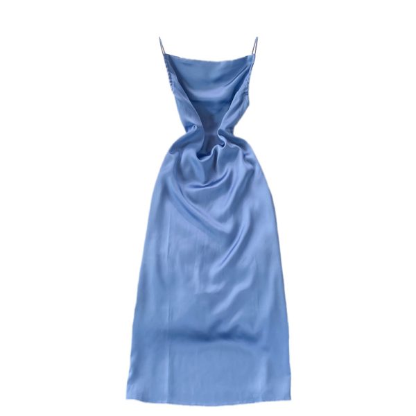 Summer New French Style Gentle Elegant Lady Backless Dress Acetate Satin Strap Dress - Image 6