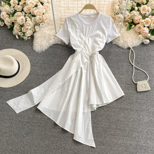 summer New French Minority Sweet Kikyou Dress Small Irregular White Skirt Female Fashion