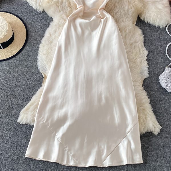 Summer New Ladies Elegant Backless Sexy Strap Dress Slimming Acetate Satin Dress for Women - Image 5