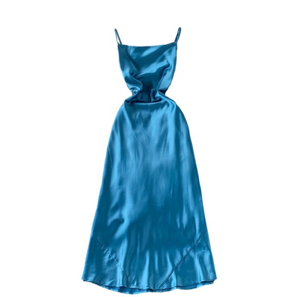 Summer New Ladies Elegant Backless Sexy Strap Dress Slimming Acetate Satin Dress for Women - Image 6