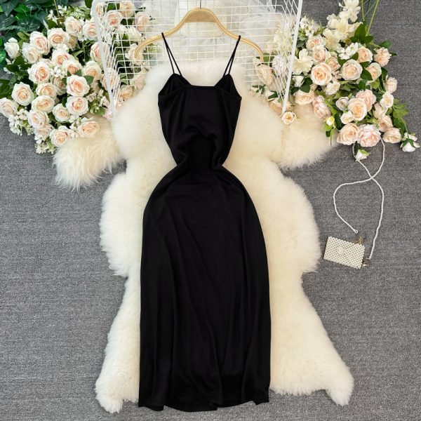 French Style Vintage Bow Suspender Dress for Women Summer New Elegant Graceful Slim Fit Slimming Sheath Dress - Image 5