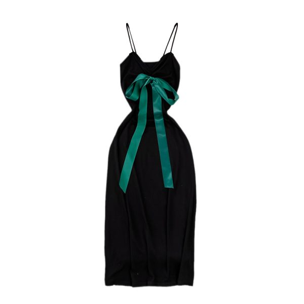French Style Vintage Bow Suspender Dress for Women Summer New Elegant Graceful Slim Fit Slimming Sheath Dress - Image 6