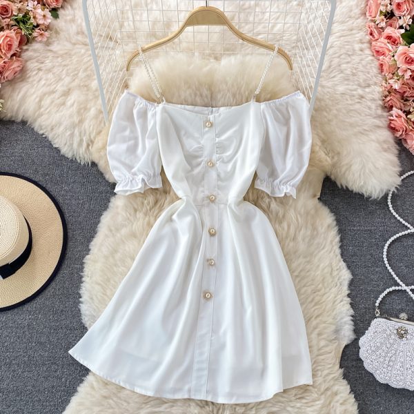 Black Dress Long Dress Square Collar Elegant Small Skirt Tea Dress French Style Puff Sleeve Black Dress for Women Summer New - Image 3