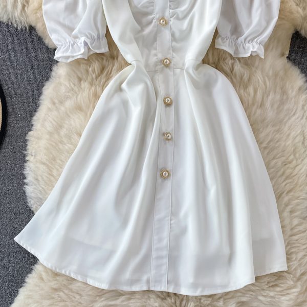 Black Dress Long Dress Square Collar Elegant Small Skirt Tea Dress French Style Puff Sleeve Black Dress for Women Summer New - Image 5