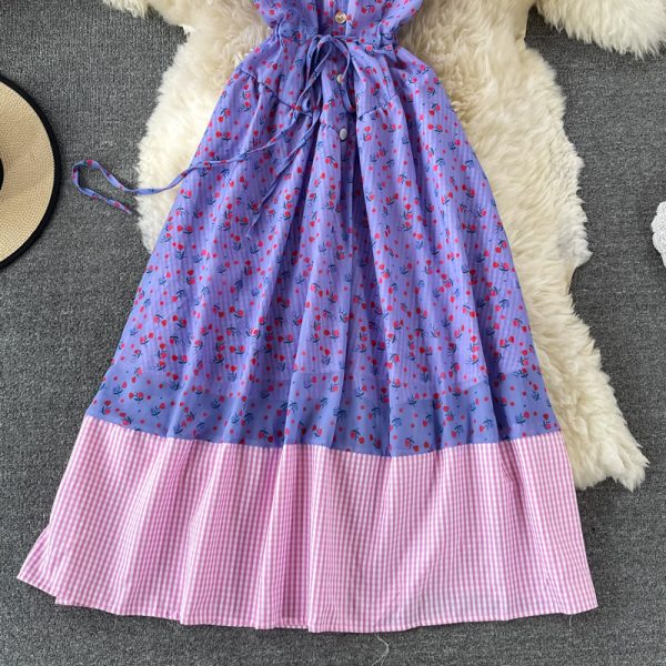 Gentle Floral Print V-neck Dress Summer New Fairy Lady Super Fairy Mori Style French Tight Waist First Love Dress - Image 4