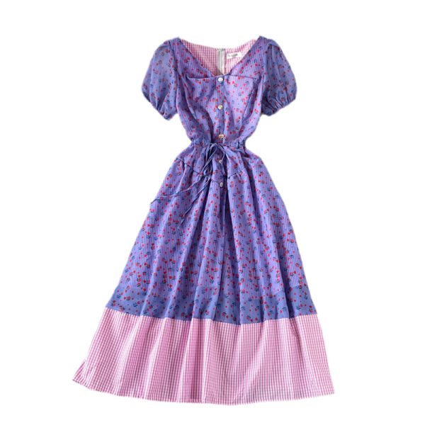 Gentle Floral Print V-neck Dress Summer New Fairy Lady Super Fairy Mori Style French Tight Waist First Love Dress - Image 6