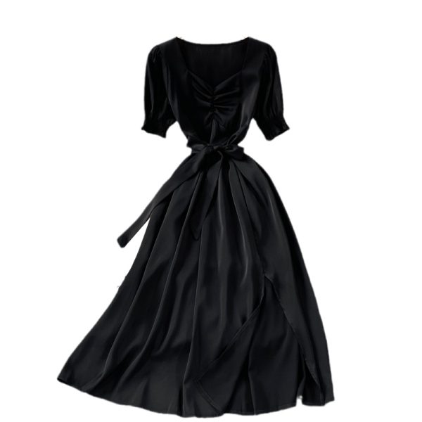 Young Sweet Split Square Collar Dress Female Summer Super Fairy Gentle Graceful Long Expansion Skirt White Fairy Skirt - Image 5