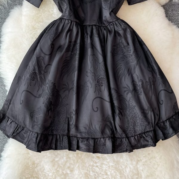 Summer New French Retro Chinese Style Girl Improved Cheongsam Hepburn Small Puff Sleeve Dress - Image 5