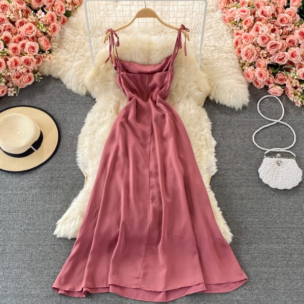 Summer Hepburn Style Swing Collar Backless Strap Dress for Women French Minority Design Warm and Soft Style Elegant Long Dress - Image 5