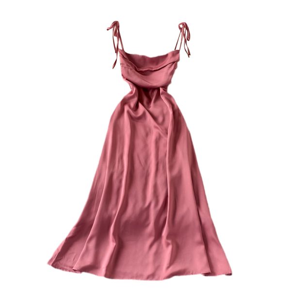 Summer Hepburn Style Swing Collar Backless Strap Dress for Women French Minority Design Warm and Soft Style Elegant Long Dress - Image 6