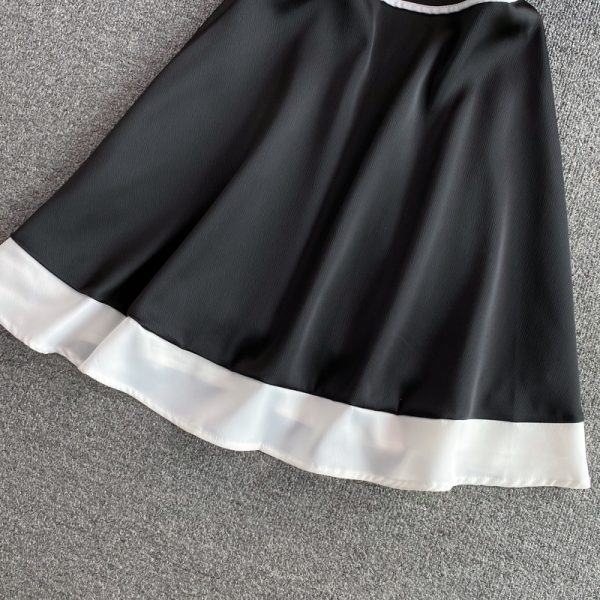 Summer New Hepburn Court Style Graceful Puff Sleeve Bow High Waist Super-Fairy Petite Dress for Women - Image 5