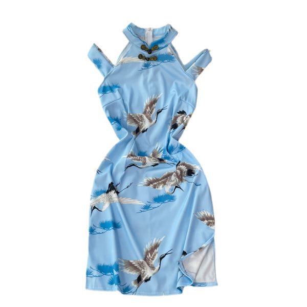 Cheongsam Women’s Summer Chinese Style Young Girl’s Small Slimming and Short Modified off-Shoulder Dress - Image 6