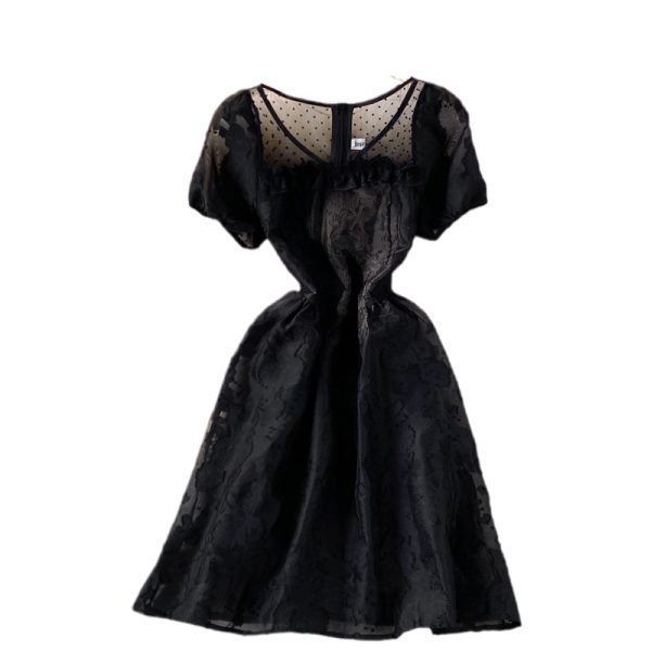 Evening Dress Summer Korean New Elegant Graceful Slim Fit Slimming Beaded V-neck Jacquard Dress Short Sleeve - Image 6
