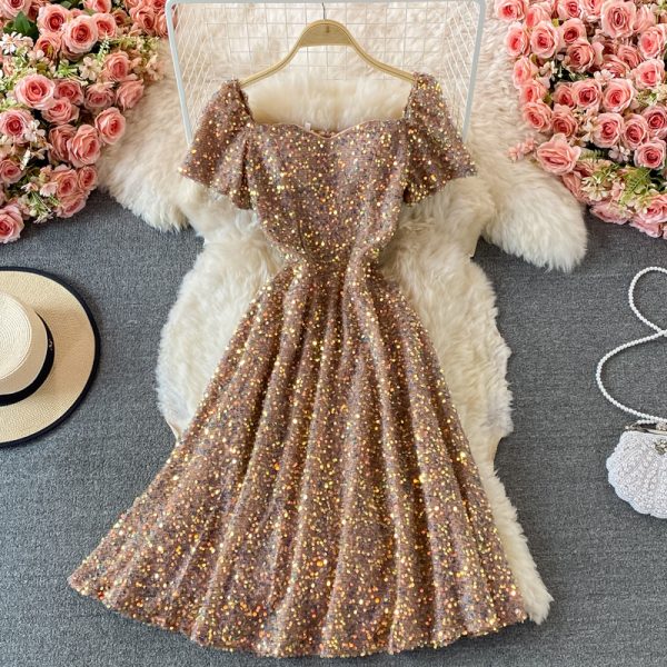 Banquet Evening Dress New Ladies Temperament Entry Lux High-End Dress Sequined Fairy Elegant Large Swing Mid-Length Skirt - Image 4