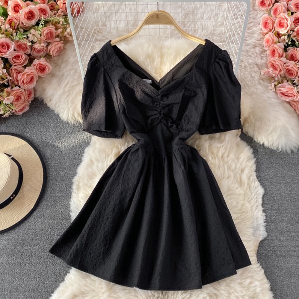 new Dress French First Love Platycodon Grandiflorum Fairy Super Fairy Mori Style Puff Sleeve V-neck Dress for Women Summer - Image 3
