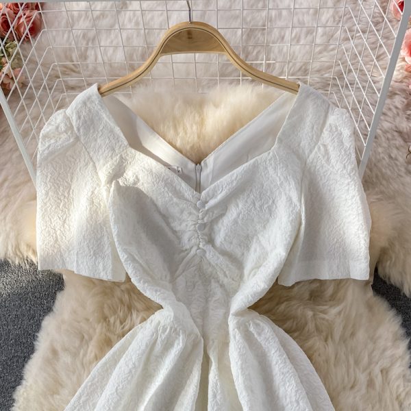 new Dress French First Love Platycodon Grandiflorum Fairy Super Fairy Mori Style Puff Sleeve V-neck Dress for Women Summer - Image 4