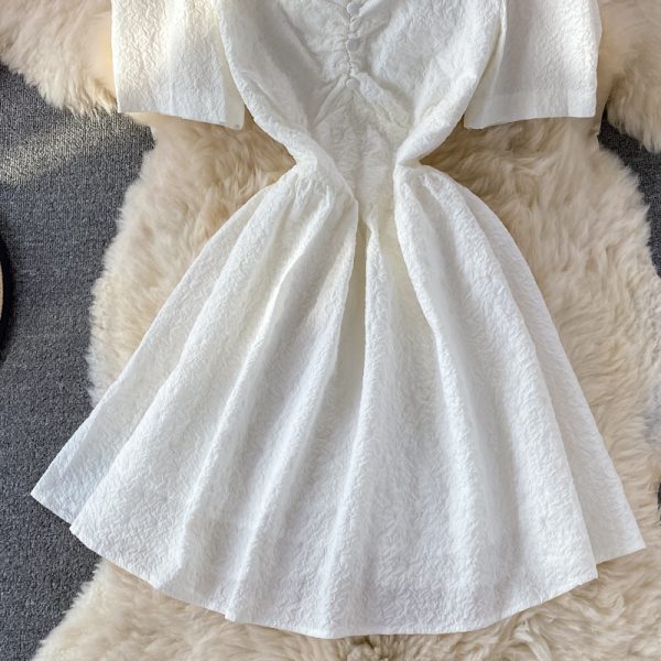 new Dress French First Love Platycodon Grandiflorum Fairy Super Fairy Mori Style Puff Sleeve V-neck Dress for Women Summer - Image 5