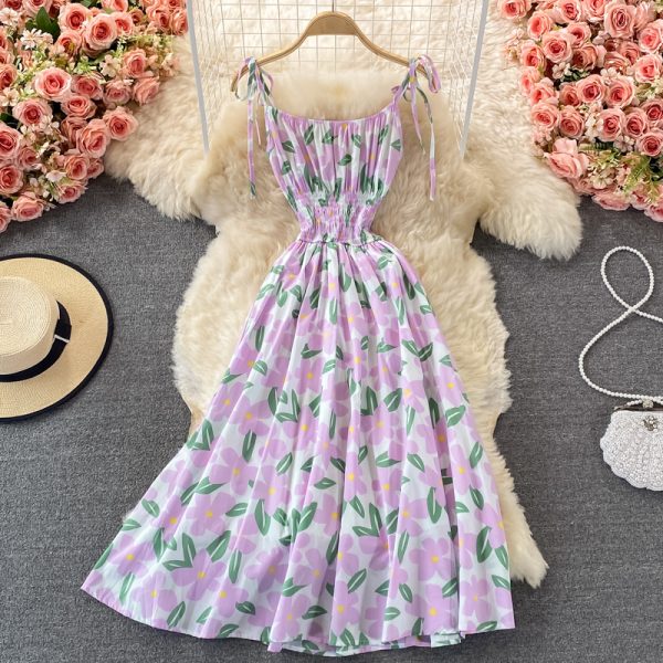 Seaside Holiday Beach Dress Women’s Summer New Korean Style French First Love Suspender Dress Mori Style Floral Dress - Image 3