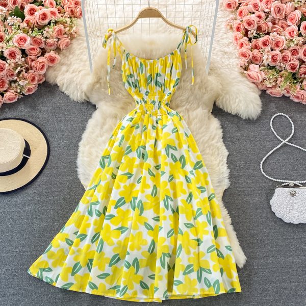 Seaside Holiday Beach Dress Women’s Summer New Korean Style French First Love Suspender Dress Mori Style Floral Dress - Image 4