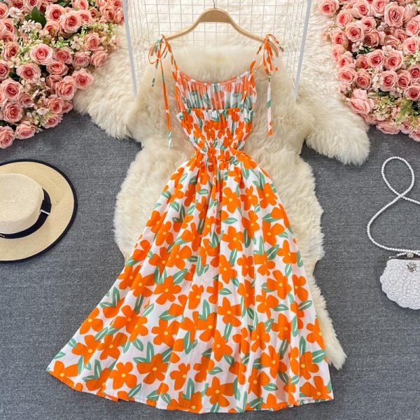 Seaside Holiday Beach Dress Women’s Summer New Korean Style French First Love Suspender Dress Mori Style Floral Dress - Image 5