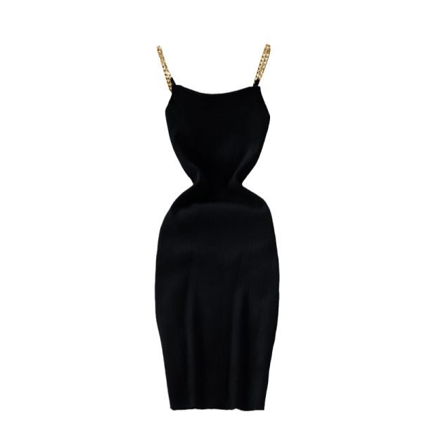Summer New Sexy Knitted Chain Vest Skirt Mid-Length Strap Slim Slimming Sheath Dress - Image 6