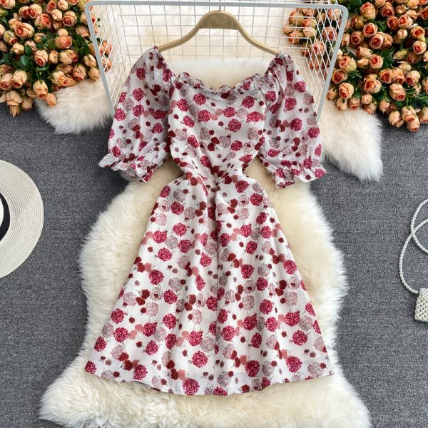 Dress for Women New Summer Floral Skirt French Style Temperament Small Skirt Kbne Summer Retro Gentle A- line Skirt - Image 5