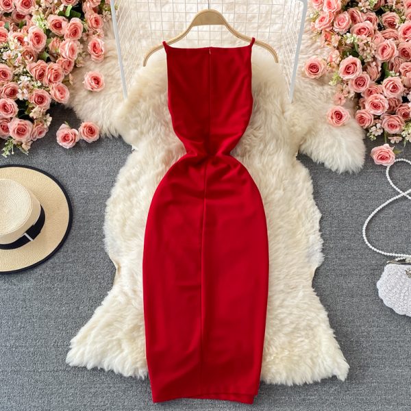 High-end temperament ladies sleeveless dress women summer new Korean version of the waist and thin hip dress dress - Image 3