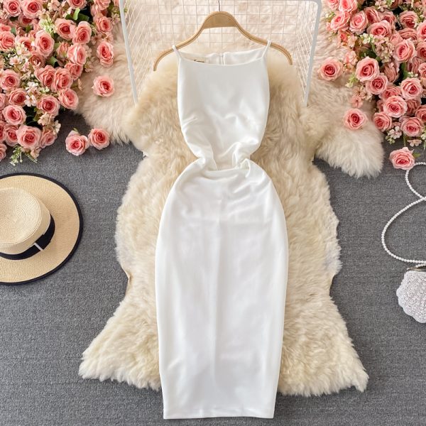 High-end temperament ladies sleeveless dress women summer new Korean version of the waist and thin hip dress dress - Image 4