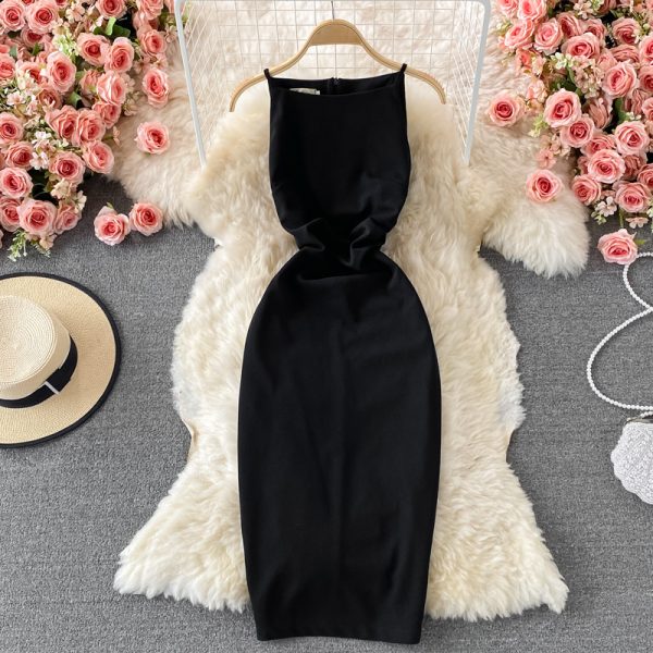 High-end temperament ladies sleeveless dress women summer new Korean version of the waist and thin hip dress dress - Image 5
