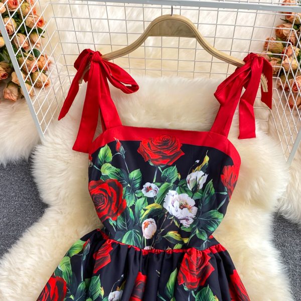 Elegant Graceful Slim Fit Slim Backless Suspender Skirt Summer New Goddess Temperament Tight Waist Mid-Length A- line Skirt - Image 3