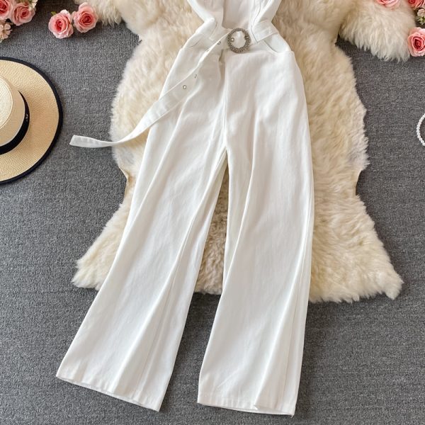 Off-the-Shoulder Tube Top Denim Jumpsuit Women’s Summer High Waist Slimming Draping Temperament Jumpsuit - Image 4