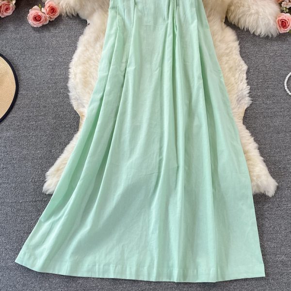 New Lightly Mature Loose Big Hem Strap Long Dress French First Love Summer Seaside Vacation Backless Dress Women - Image 4
