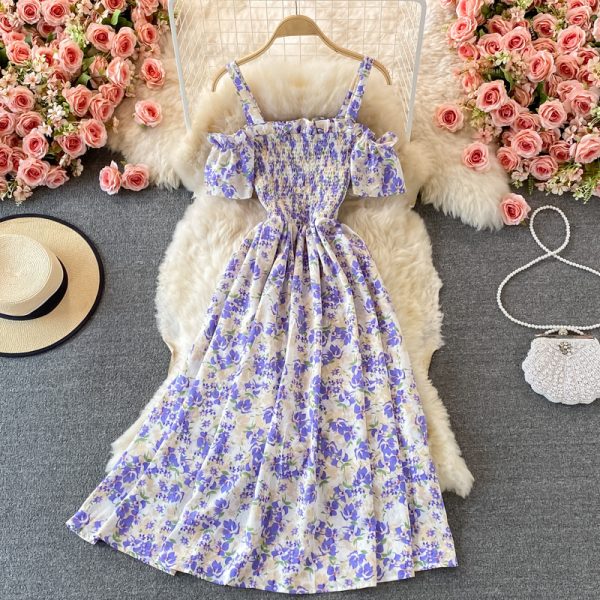 Summer New Korean Style Fresh Floral Skirt Gentle French Temperament Waist-Controlled Slimming Strap Dress - Image 2