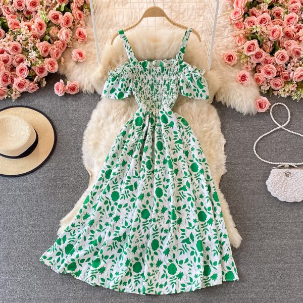 Summer New Korean Style Fresh Floral Skirt Gentle French Temperament Waist-Controlled Slimming Strap Dress - Image 3