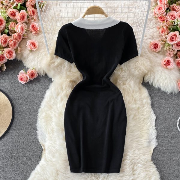 Western style contrast color sweet dress female summer new loose and thin temperament short-sleeved T-shirt skirt - Image 5