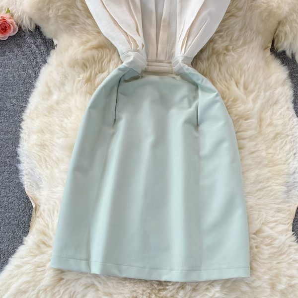Suspender Skirt Summer New off-Neck Sleeveless High Waist Temperament Color Matching Small Hip-Wrapped Dress Dress - Image 4