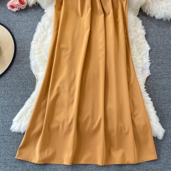 French Style V-neck Pleated Dress Summer New Design Sense Loose High-End Affordable Luxury Elegant Big Hem Long Dress - Image 4