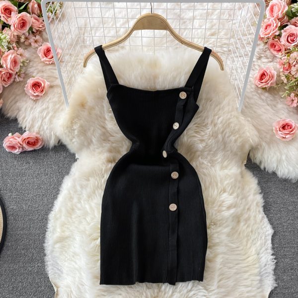 Camisole Dress for Women Summer New Small Tube Top Stretch Knitted Base Narrow Sleeveless Dress - Image 3
